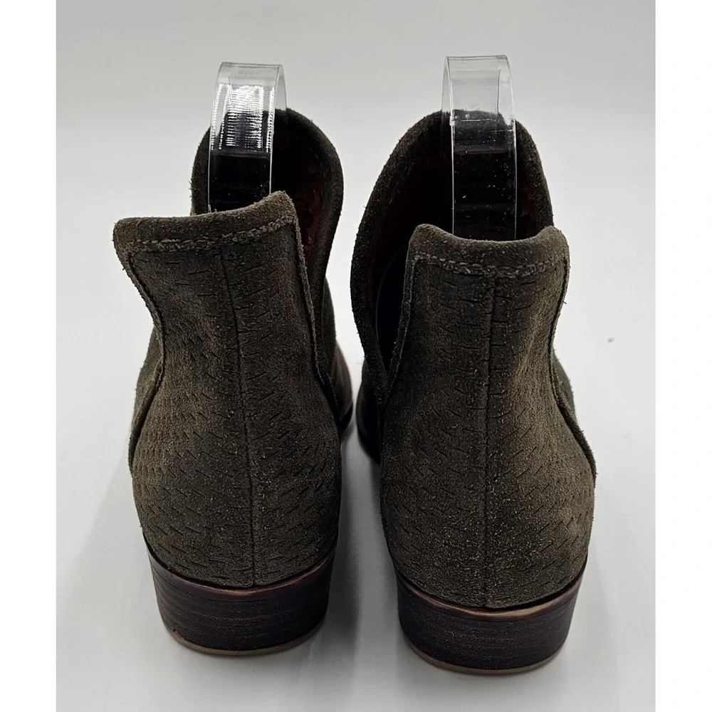 Lucky Brand Ankle Booties Women's 8.5 Baley Green Suede Leather Perforated Boots
